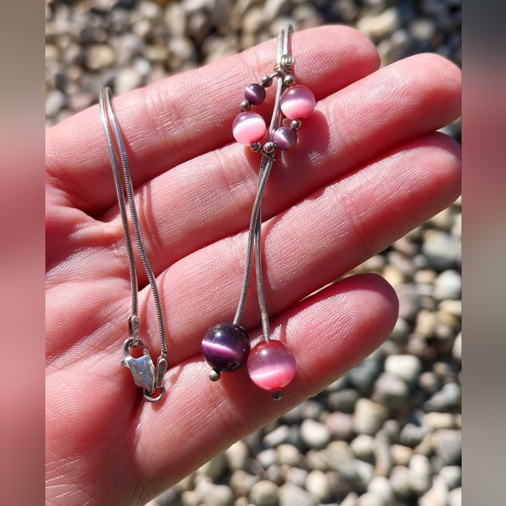 Sterling Silver and Pink Necklace - Picture 4 of 11